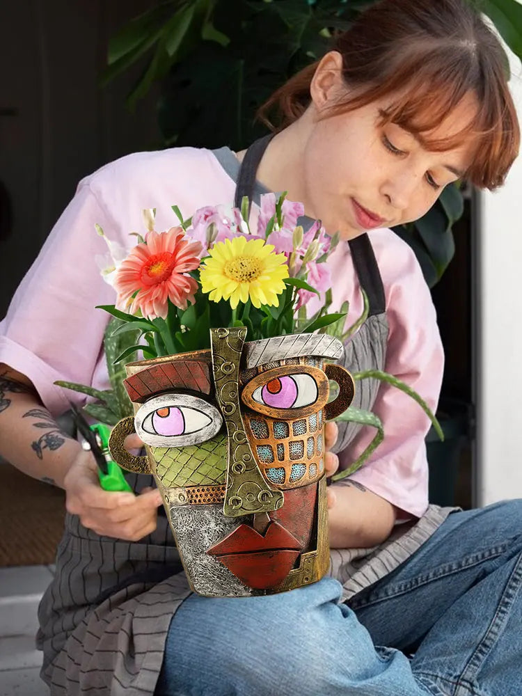 Gesichts-Blumentopf bunt – Kreative Deko Garten & Haus – Detailansicht 6 | BEST-AMBIENCE