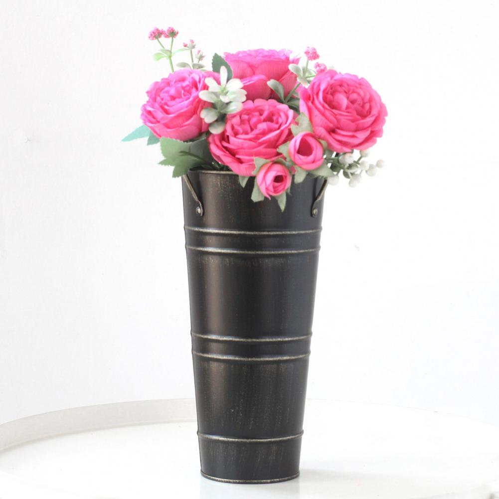 Metallblumentopf Vintage mit Griffen – Retro Dekoeimer – Detailansicht 8 | BEST-AMBIENCE