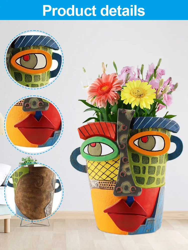 Gesichts-Blumentopf bunt – Kreative Deko Garten & Haus – Detailansicht 8 | BEST-AMBIENCE