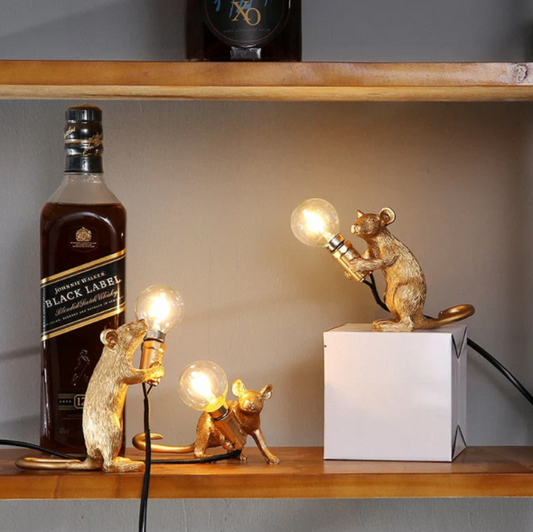 Maus-Tischlampe mit LED – Dekorative Tierlampe als origineller Wohnaccessoire-Blickfang