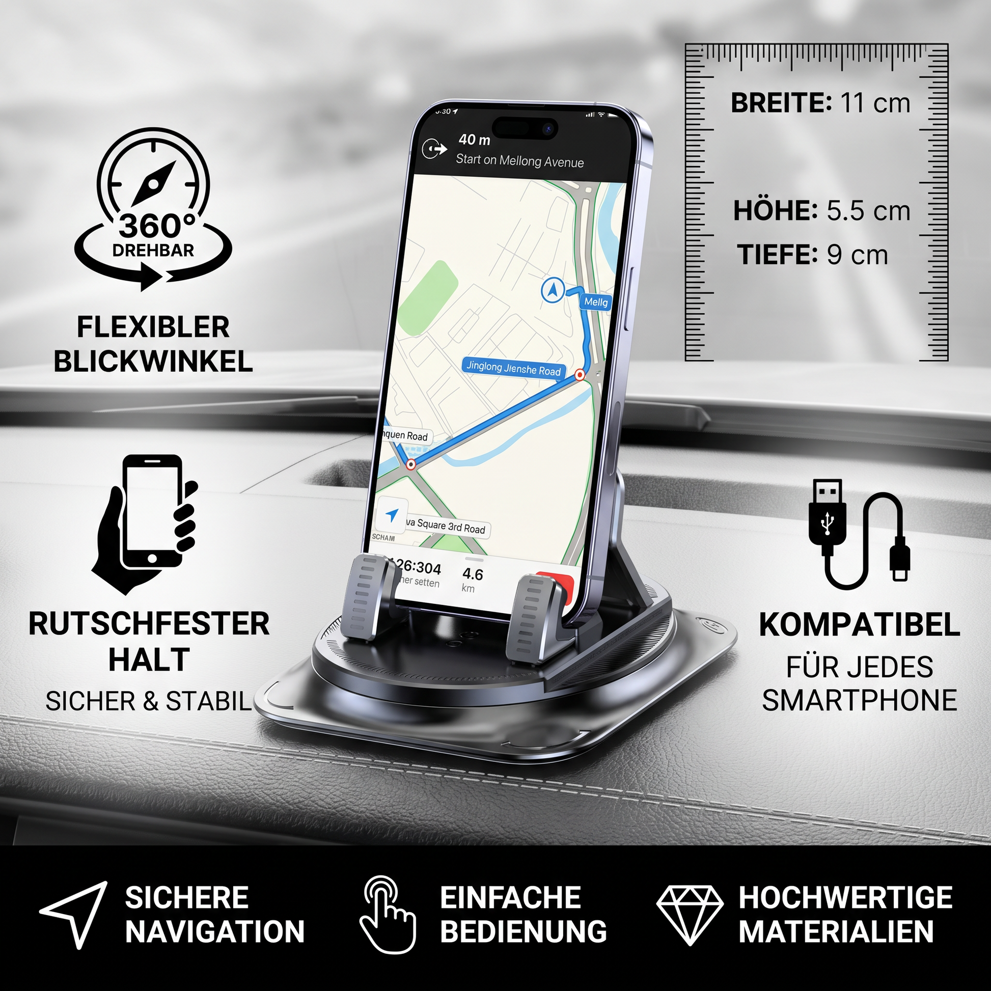 Kfz-Handyhalter: rutschfest für Armaturenbrett & Konsole - Detailansicht 6 | BEST-AMBIENCE