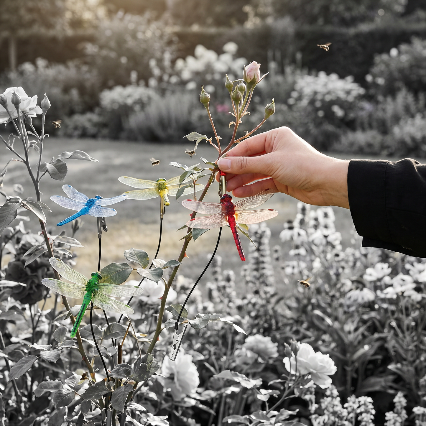 Insektenabwehr Libellen-Klammern Garten 4er Set