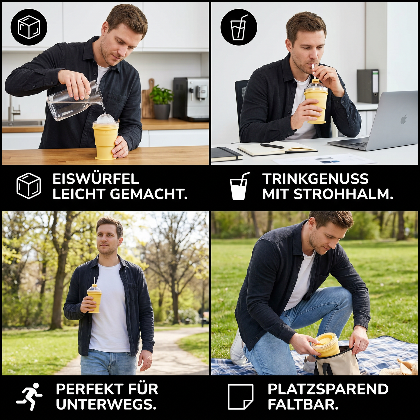 Faltbarer Eiswürfelbecher mit Strohhalm & Silikonform - Detailansicht 5 | BEST-AMBIENCE