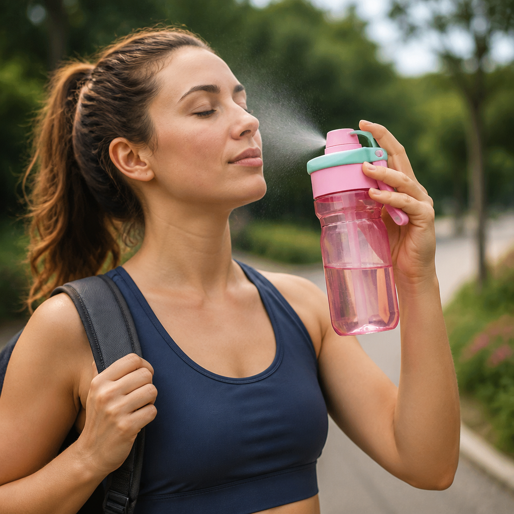 Sportflasche 2in1 mit Sprüh & Strohhalm auslaufsicher 1