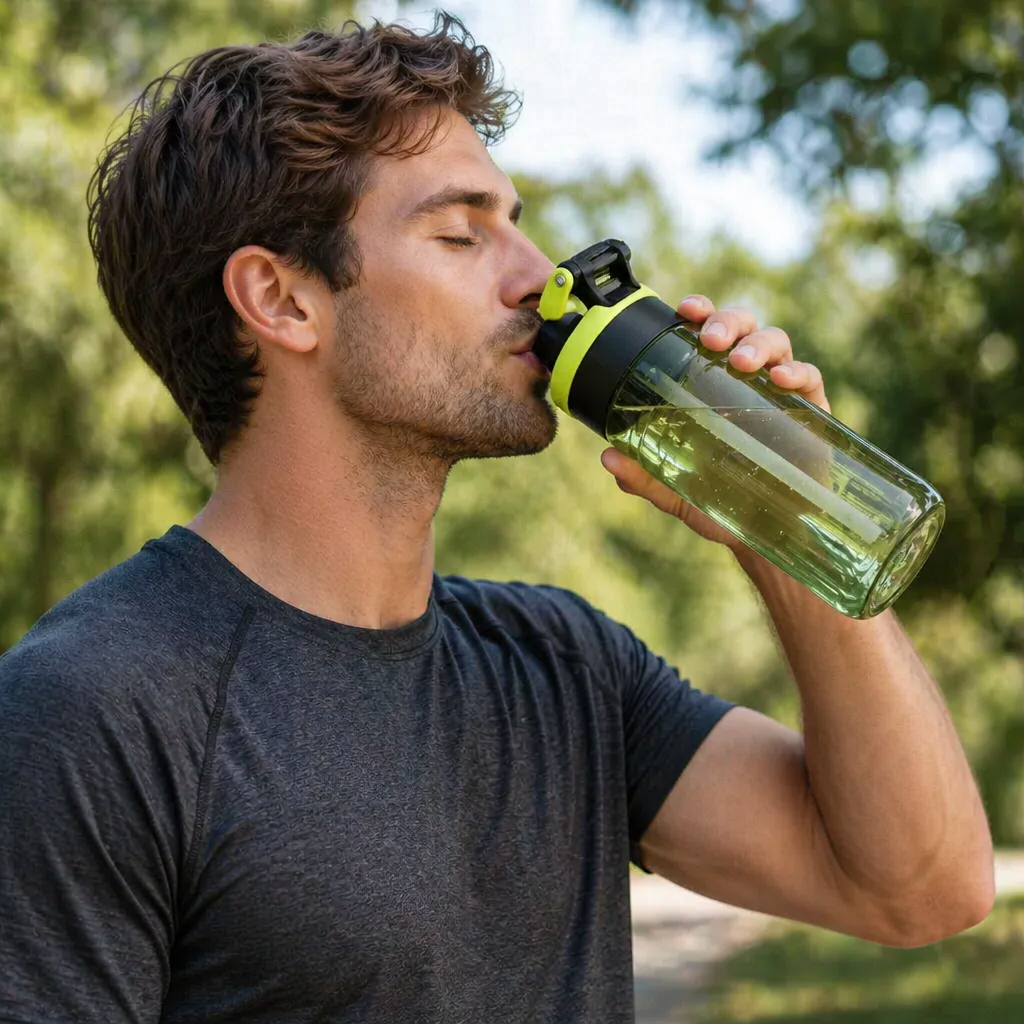 Sportflasche 2in1 mit Sprüh & Strohhalm auslaufsicher grün