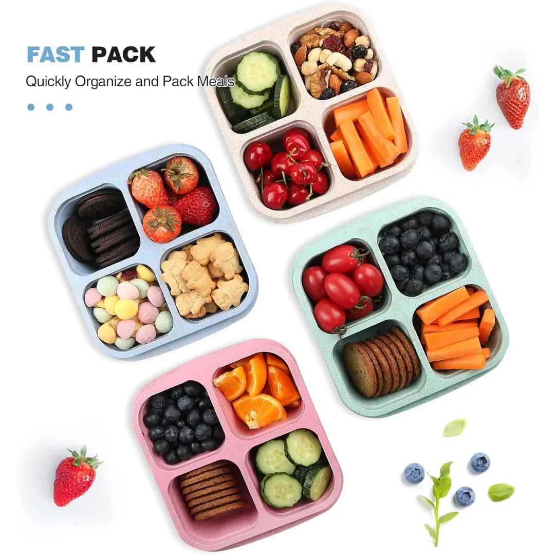 Meal-Prep-Box 4er-Set Bento Lunchbox 4-Fach – Küche & Kochen | BEST-AMBIENCE