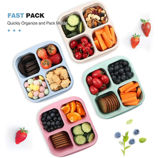 Meal-Prep-Box 4er-Set Bento Lunchbox 4-Fach – Küche & Kochen | BEST-AMBIENCE