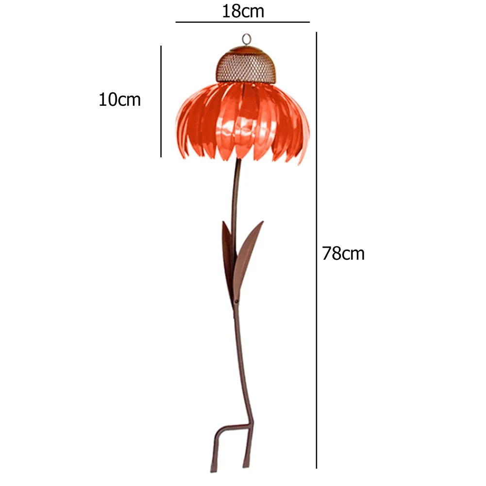 Vogelfutterspender Flasche mit Ständer Metall Blume geformt Outdoor Garten Dekoration Coneflower Container Futterhaus Maße