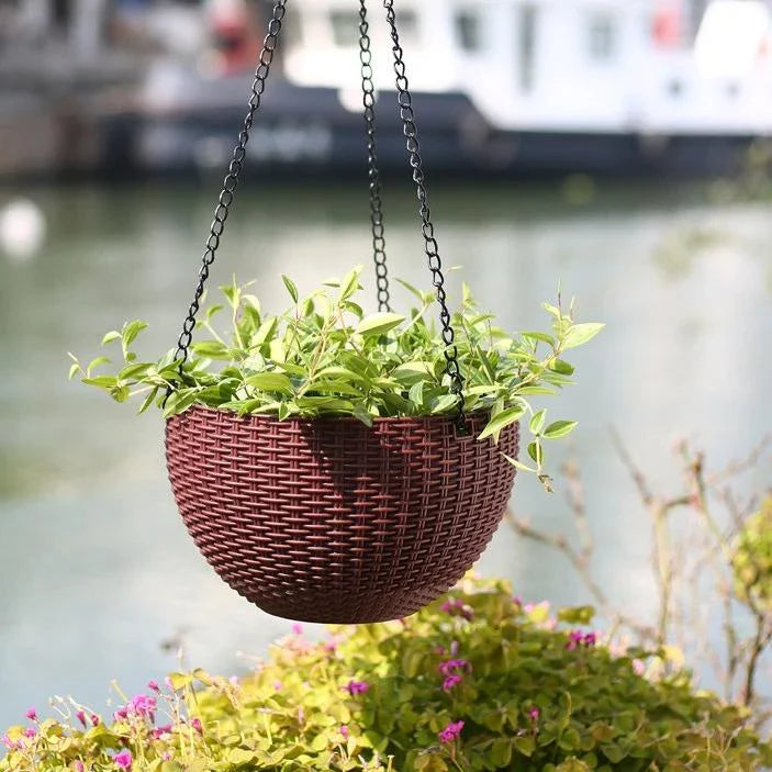 Hängepflanzenkorb geflochten mit Kette – Balkon & Garten – Detailansicht 2 | BEST-AMBIENCE