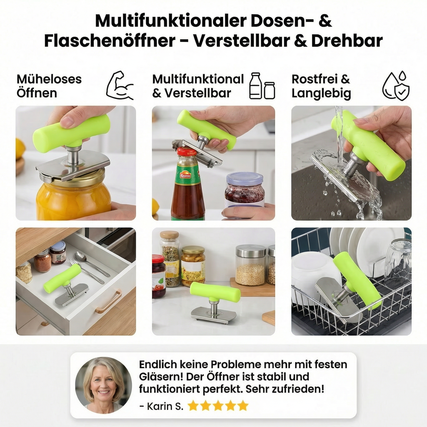 Edelstahl Dosen- & Flaschenöffner – verstellbar, drehbar - Detailansicht 3 | BEST-AMBIENCE