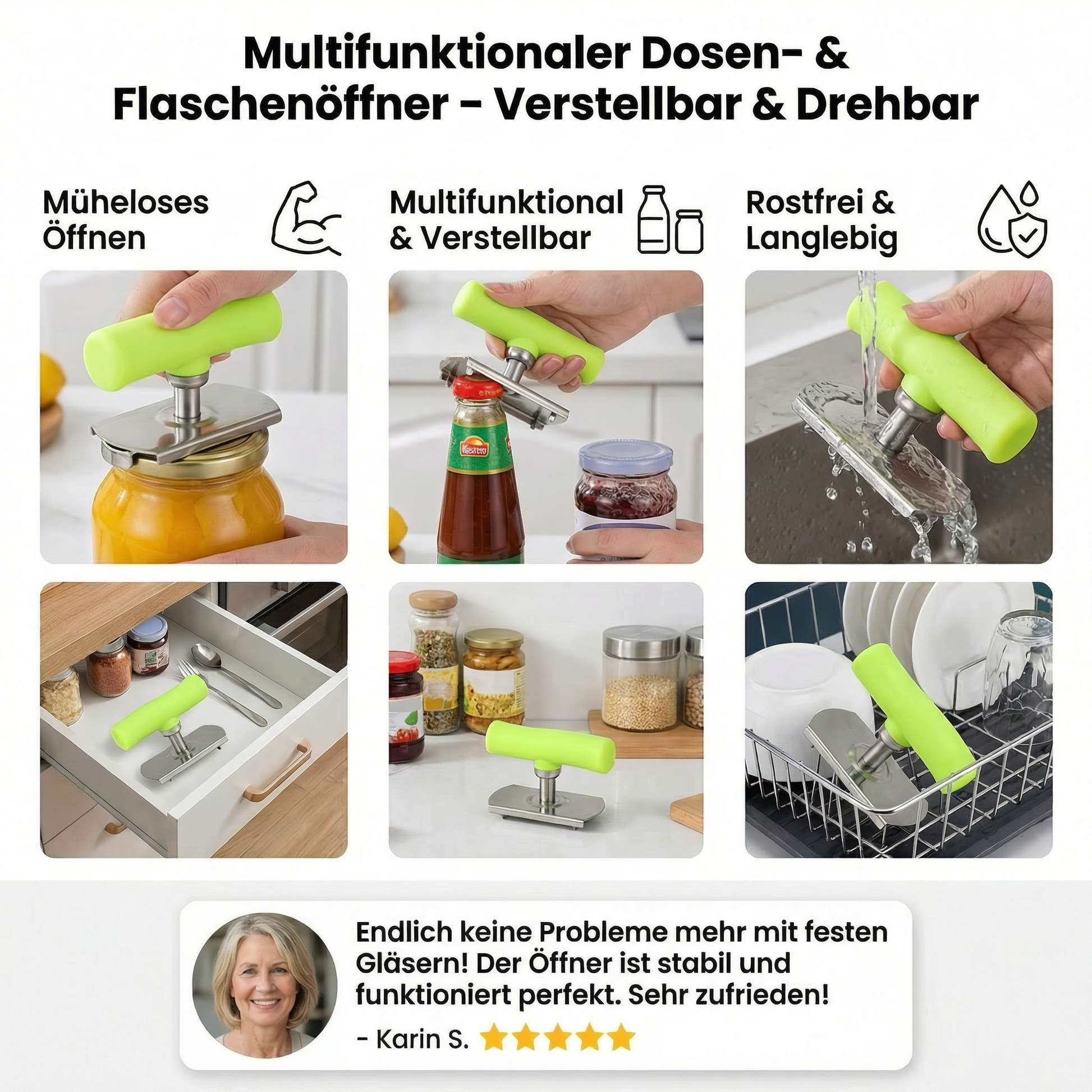 Edelstahl Dosen- & Flaschenöffner – verstellbar, drehbar - Detailansicht 3 | BEST-AMBIENCE