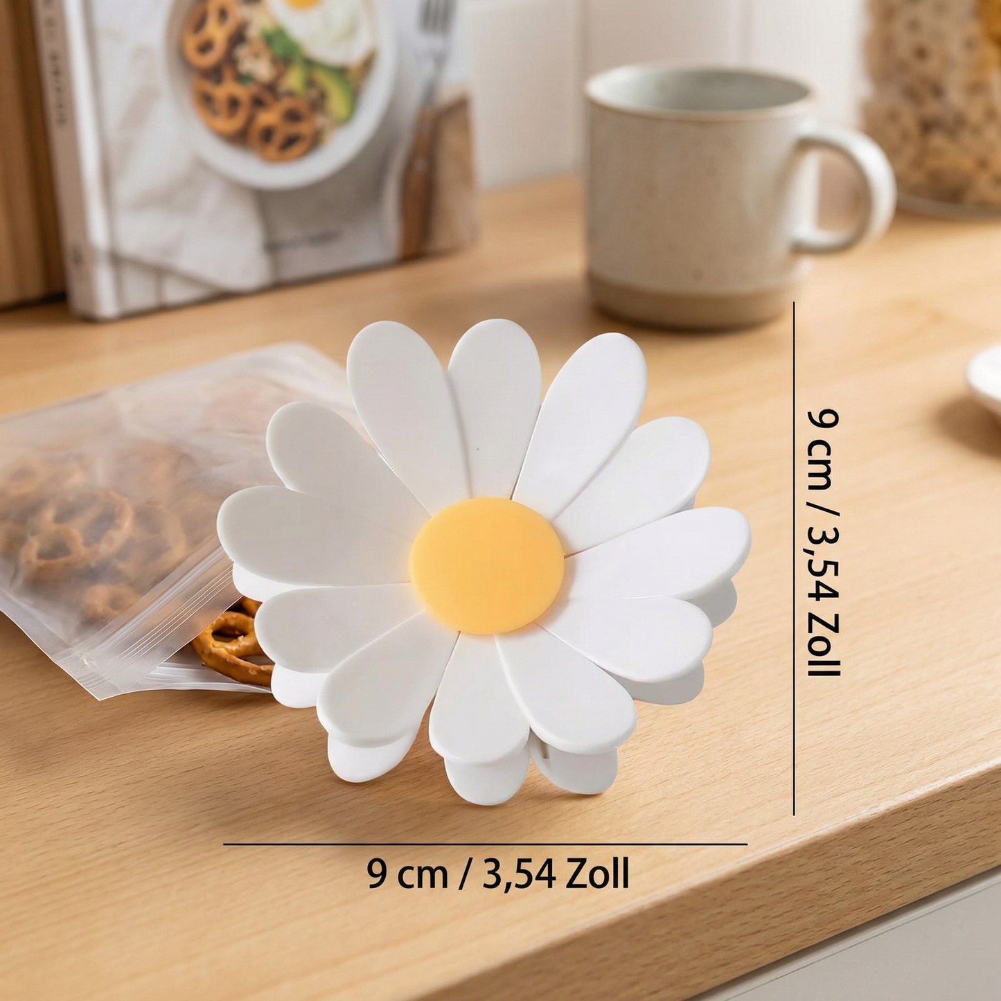 Beutelverschlüsse Gänseblümchen 4er-Set Snacks Lebensmittel - Detailansicht 5 | BEST-AMBIENCE