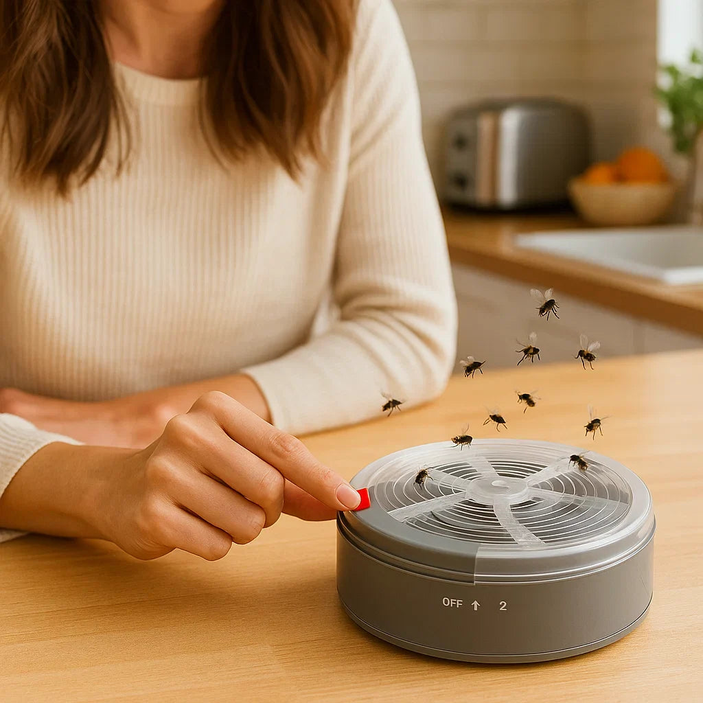 Solarbetriebene Insektenfalle – Leise Fliegenfalle für Terrasse & Garten