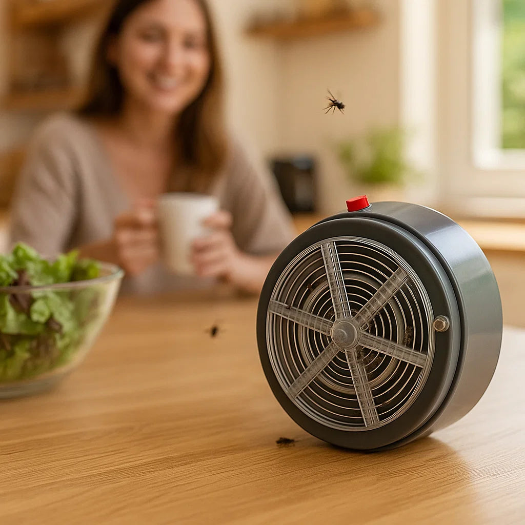 Solarbetriebene Insektenfalle – Leise Fliegenfalle für Terrasse & Garten