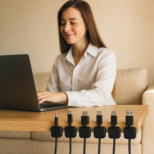 Magnetischer Kabel‑Organisator 6er‑Set – selbstklebendes Kabelmanagement für Schreibtisch