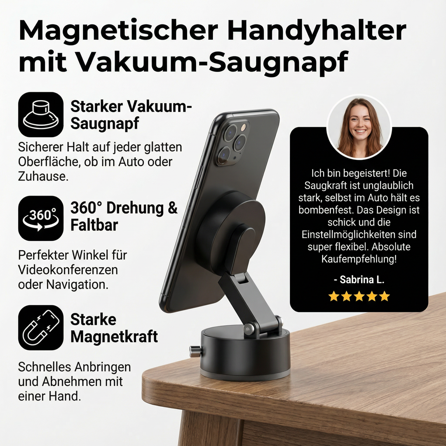 Vakuum-Saugnapf Handyhalter faltbar, magnetisch universal - Detailansicht 6 | BEST-AMBIENCE
