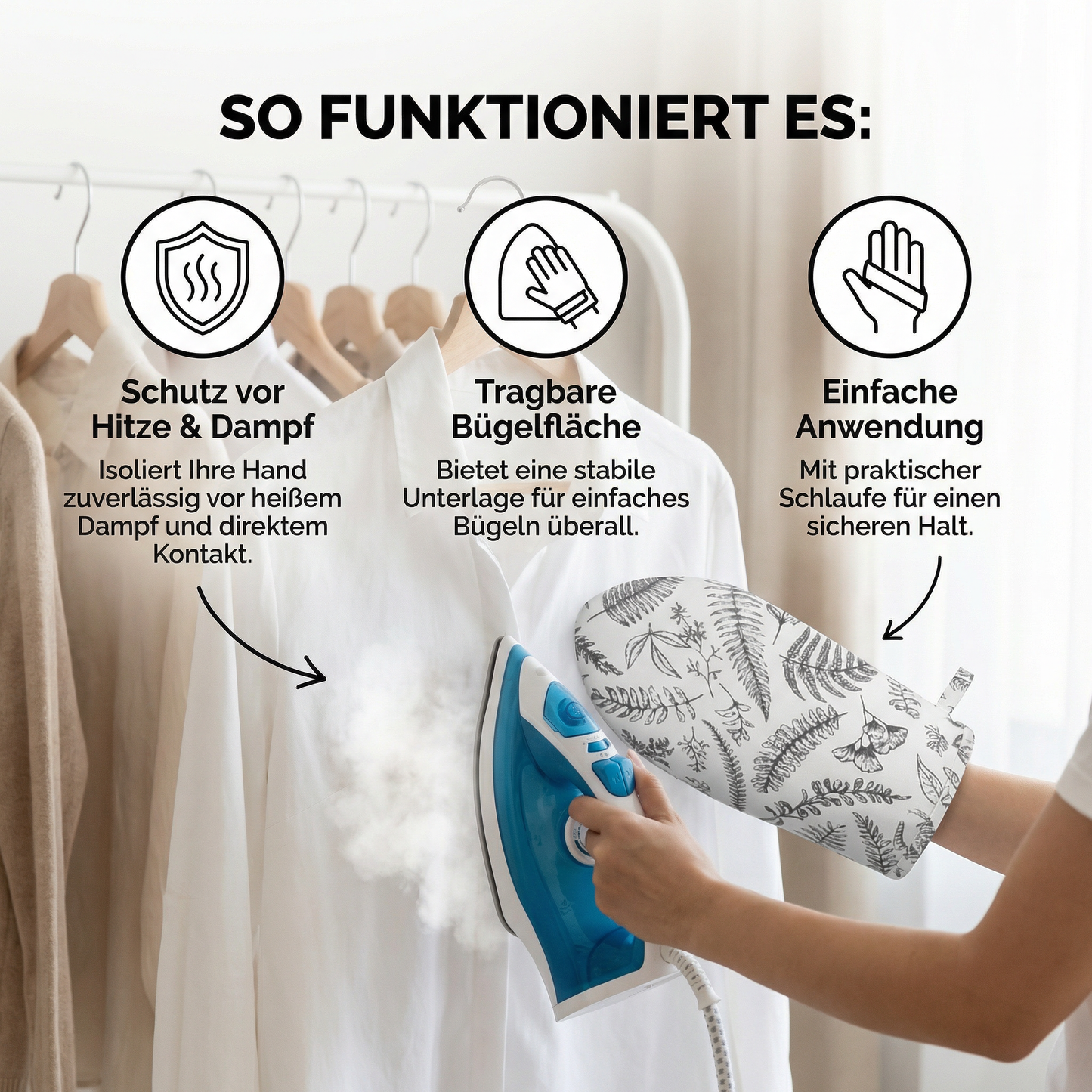 Bügelhandschuh hitzebeständig – Dampf- & Hitzeschutz - Detailansicht 2 | BEST-AMBIENCE