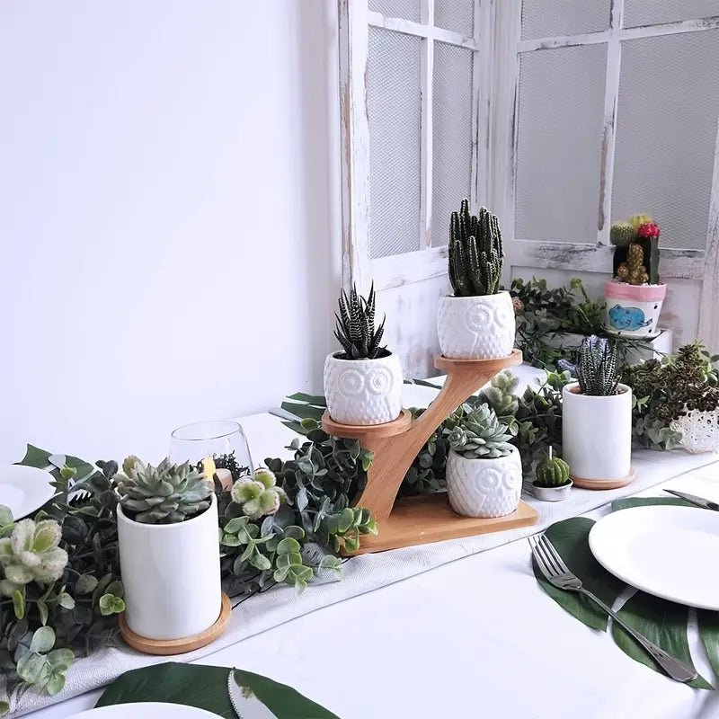 Blumenständer Holz Eulen-Design – Sukkulenten & Zimmerpflanzen - Detailansicht 7 | BEST-AMBIENCE