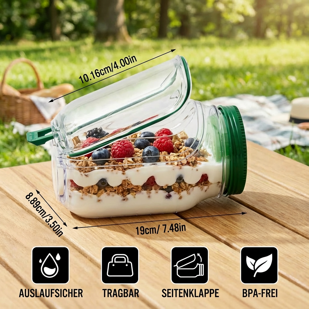 Lunchbox To-Go auslaufsicher mit Seitenklappe tragbar - Detailansicht 2 | BEST-AMBIENCE