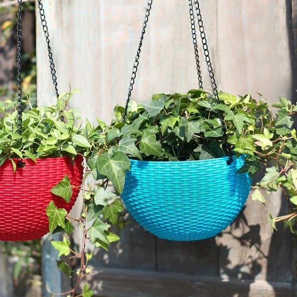 Hängepflanzenkorb geflochten mit Kette – Balkon & Garten – Detailansicht 3 | BEST-AMBIENCE