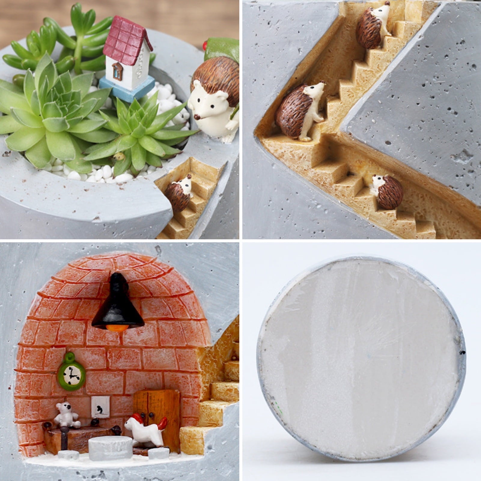 Pflanzentopf mit Igel & Hase – Deko Treppe Garten - Detailansicht 10 | BEST-AMBIENCE