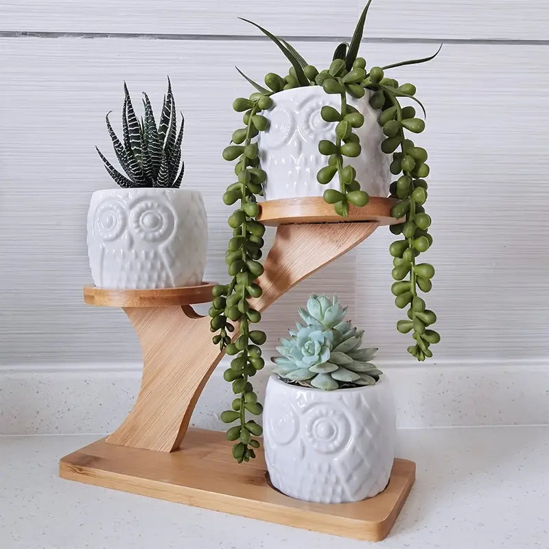 Blumenständer Holz Eulen-Design – Sukkulenten & Zimmerpflanzen - Garten & Outdoor | BEST-AMBIENCE
