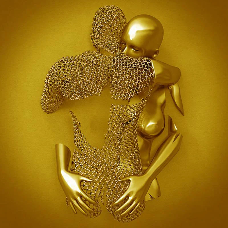 Romantisches Canvas-Bild mit Metallfigur – Moderne Deko in Silbergrau (Ohne Rahmen) | BEST-AMBIENCE
