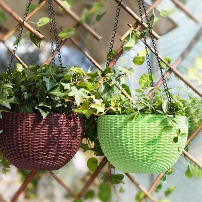 Hängepflanzenkorb geflochten mit Kette – Balkon & Garten – Detailansicht 4 | BEST-AMBIENCE