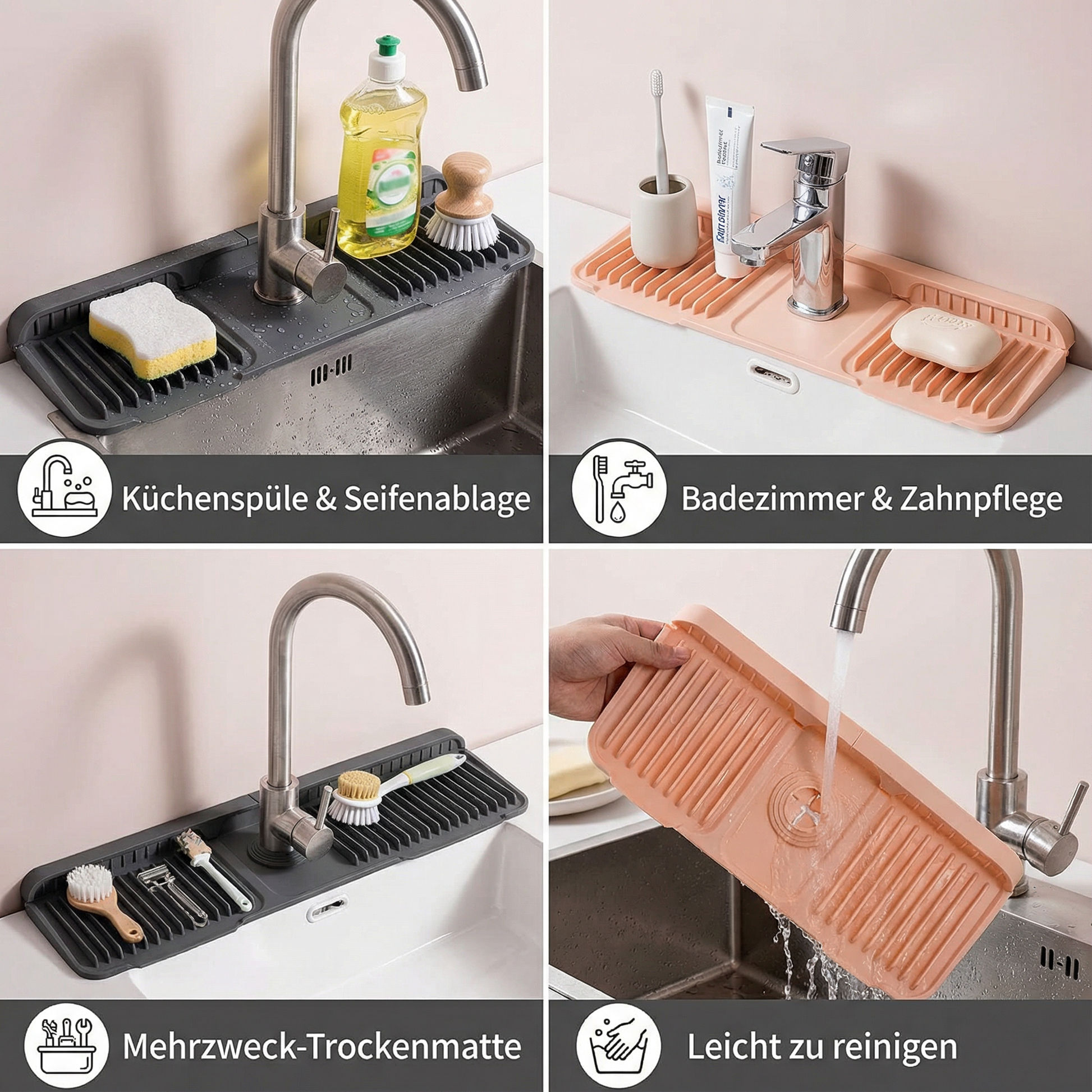 Silikon-Abtropfmatte Spüle & Waschbecken Spritzschutz - Detailansicht 4 | BEST-AMBIENCE