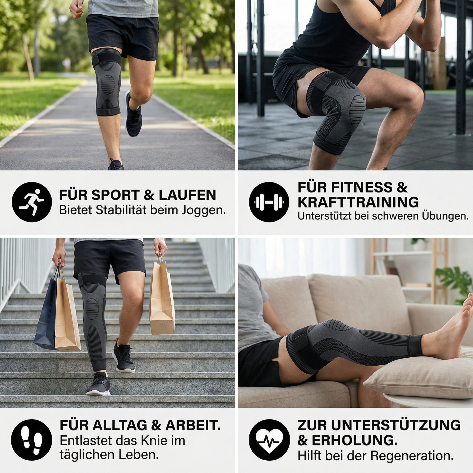 Kompressions-Kniebandage elastisch, rutschfest & stabil - Detailansicht 4 | BEST-AMBIENCE