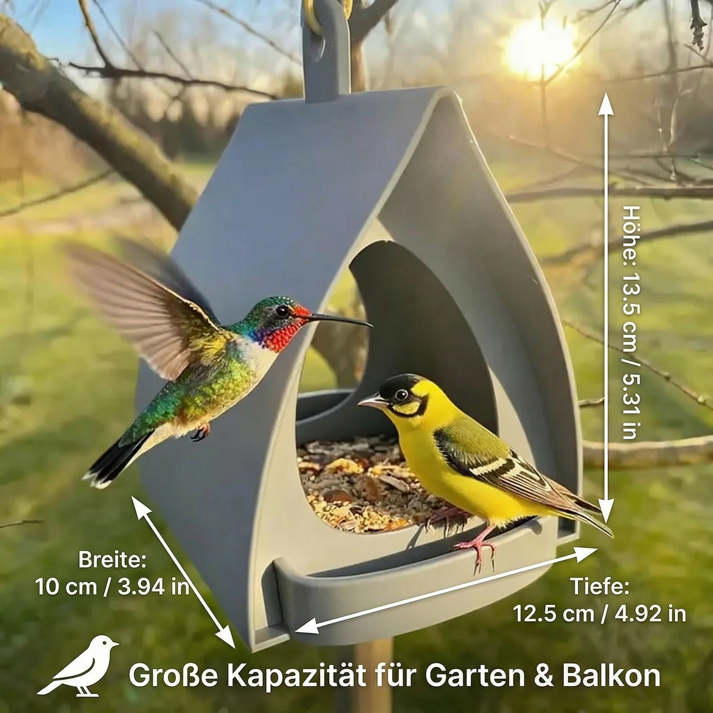Vogelfutterhaus hängend – Groß für Garten & Balkon - Detailansicht 6 | BEST-AMBIENCE