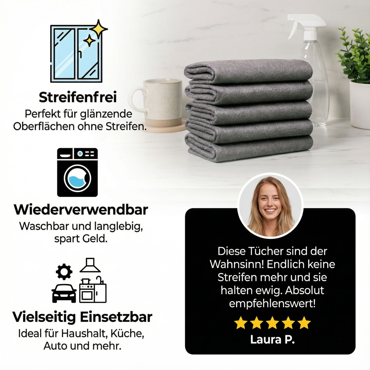 Mikrofasertücher 10er Set – Streifenfrei & Wiederverwendbar - Detailansicht 4 | BEST-AMBIENCE