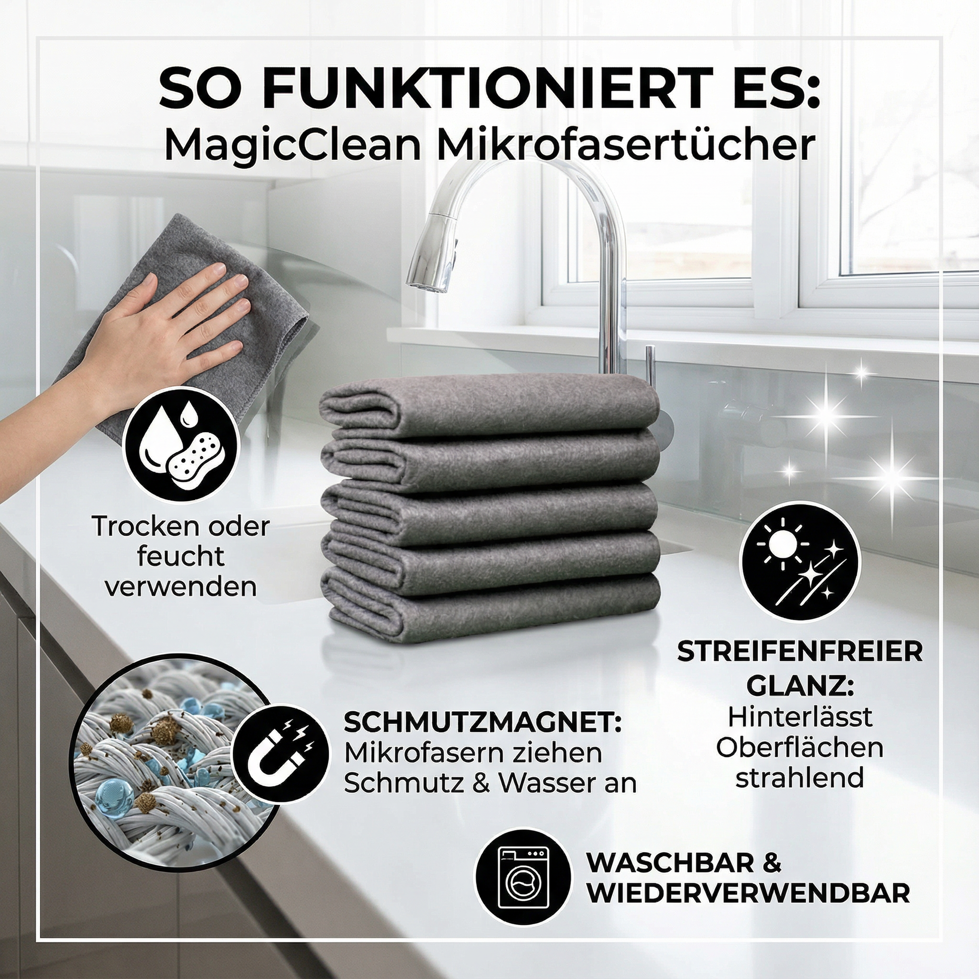 Mikrofasertücher 10er Set – Streifenfrei & Wiederverwendbar - Detailansicht 3 | BEST-AMBIENCE
