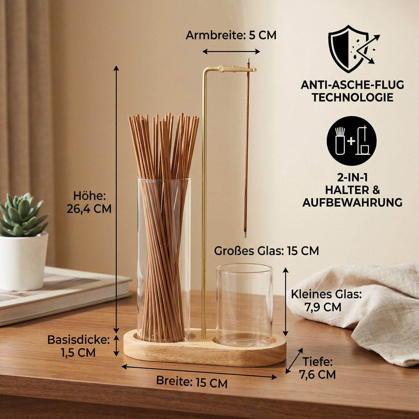 Räucherstäbchenhalter 2-in-1 mit Ascheauffänger - Detailansicht 5 | BEST-AMBIENCE