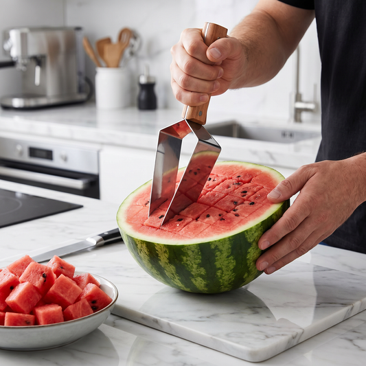 Edelstahl Wassermelonen-Teiler mit Holzgriff – Schnell - Küche & Kochen | BEST-AMBIENCE