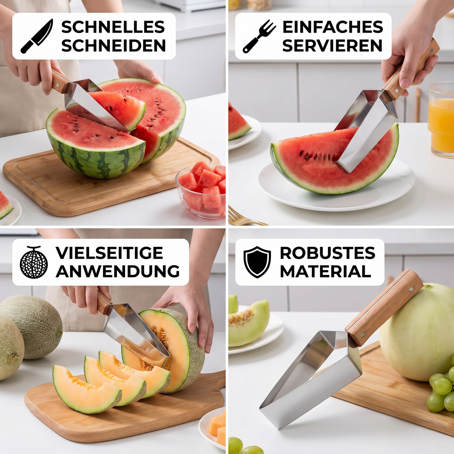 Edelstahl Wassermelonen-Teiler mit Holzgriff – Schnell - Detailansicht 4 | BEST-AMBIENCE