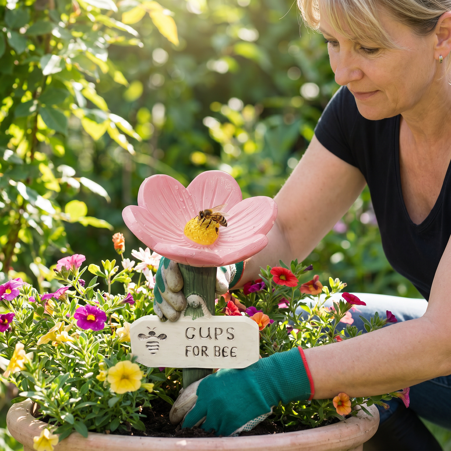 Bienen-Wassertränke Blume | Bunter Garten-Wasserspender - Detailansicht 10 | BEST-AMBIENCE