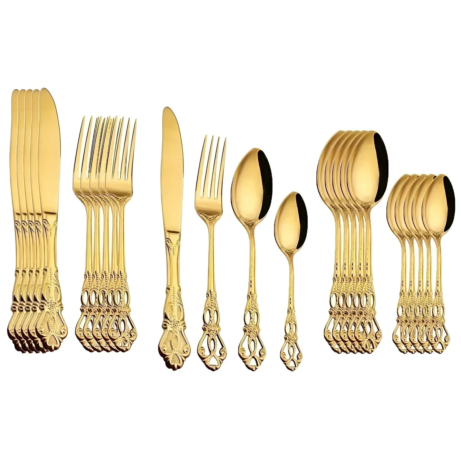 Goldbesteck-Set 24-teilig mit elegantem Dekor – Detailansicht 6 | BEST-AMBIENCE