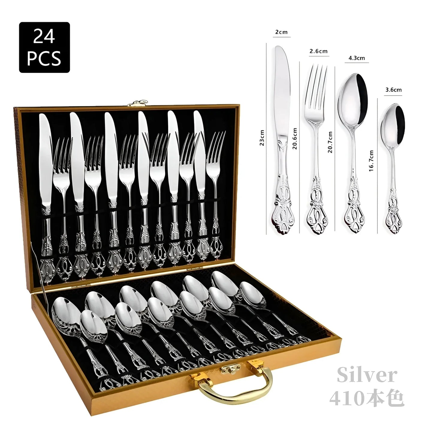 Goldbesteck-Set 24-teilig mit elegantem Dekor – Detailansicht 3 | BEST-AMBIENCE