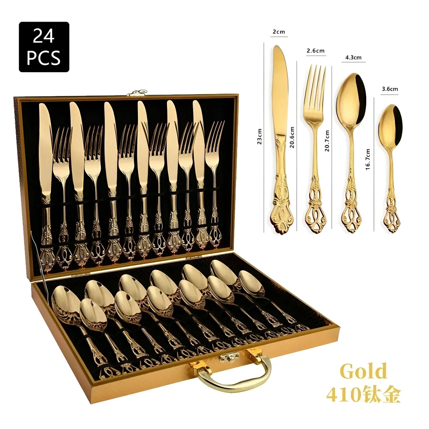 Goldbesteck-Set 24-teilig mit elegantem Dekor – Detailansicht 4 | BEST-AMBIENCE