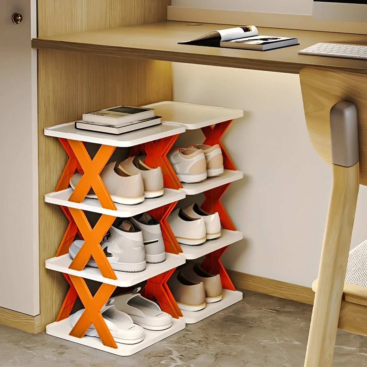 Faltbares Schuhregal – platzsparend & multifunktional in Orange | BEST-AMBIENCE