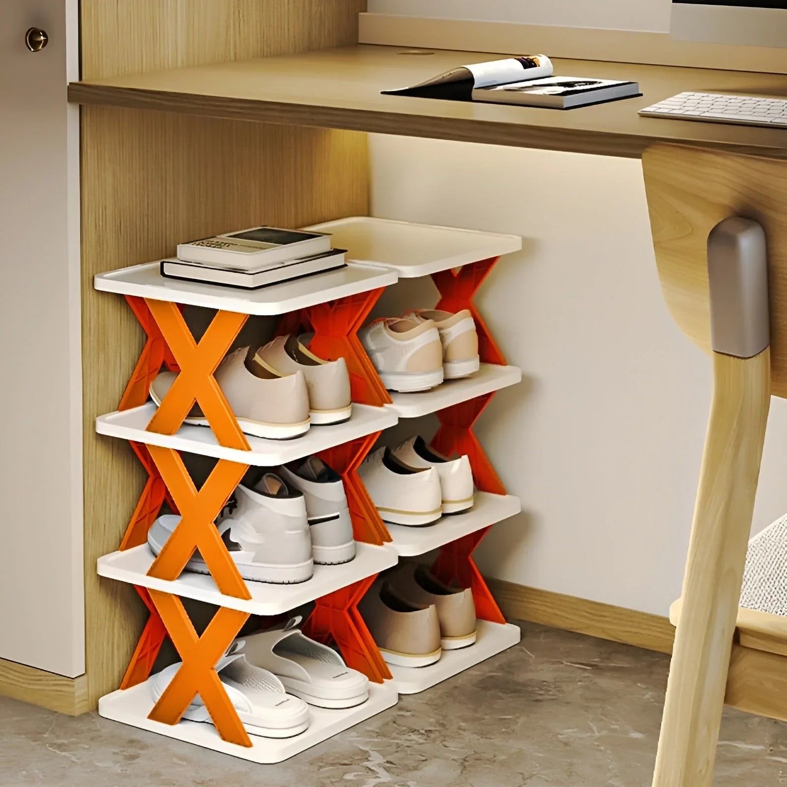 Faltbares Schuhregal – platzsparend & multifunktional in Orange | BEST-AMBIENCE