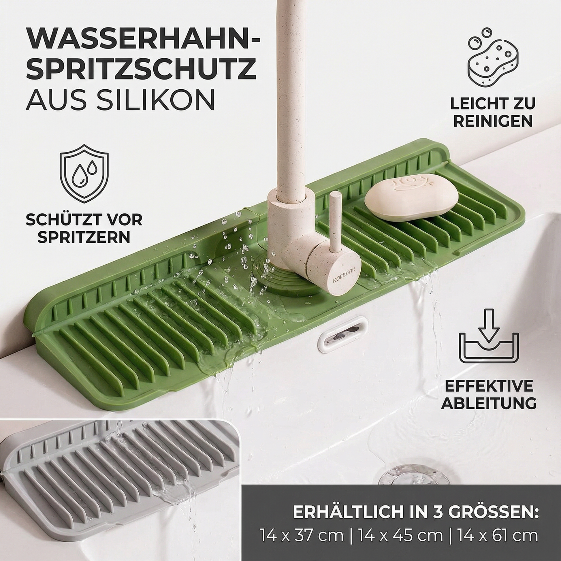 Silikon-Abtropfmatte Spüle & Waschbecken Spritzschutz - Detailansicht 5 | BEST-AMBIENCE