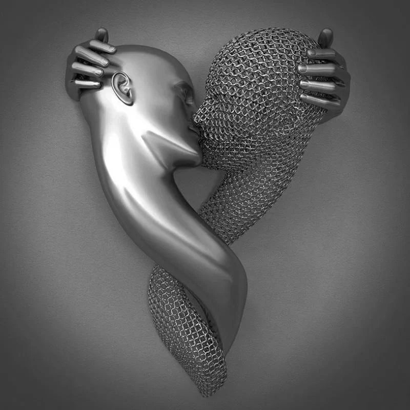 Romantisches Canvas-Bild mit Metallfigur – Moderne Deko in Silbergrau (Ohne Rahmen) | BEST-AMBIENCE