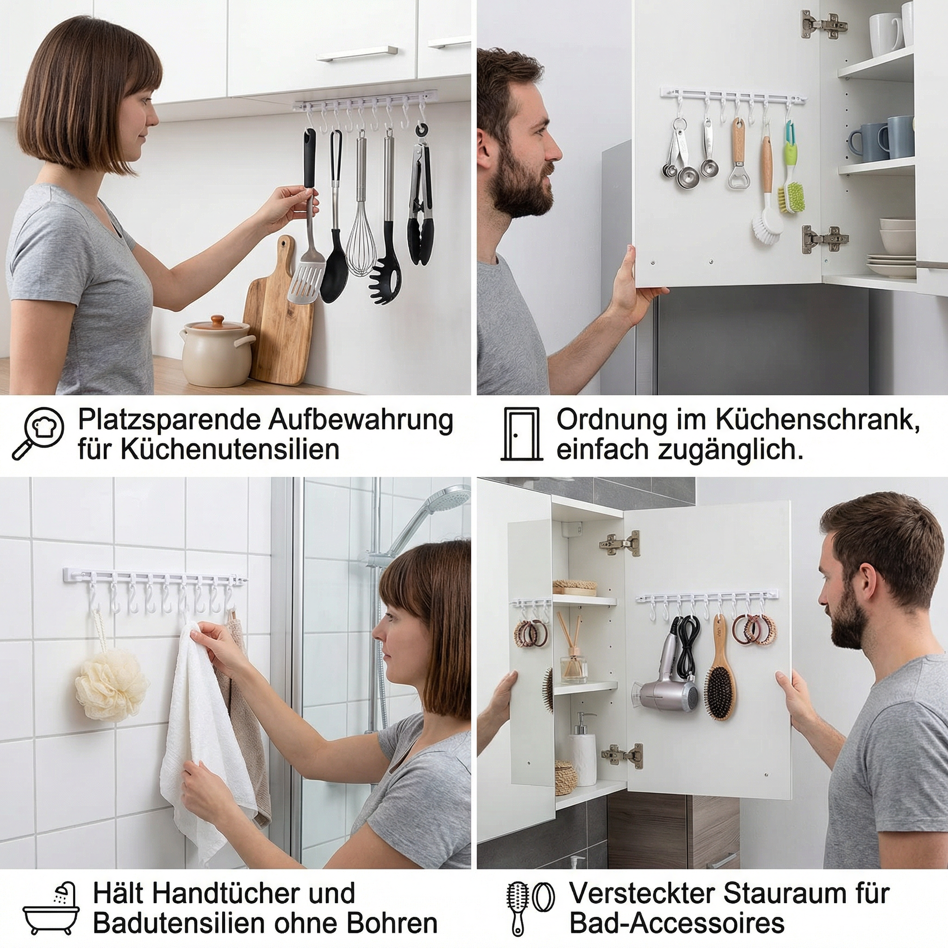 Hakenleiste selbstklebend – 2er Set, kein Bohren nötig - Detailansicht 4 | BEST-AMBIENCE