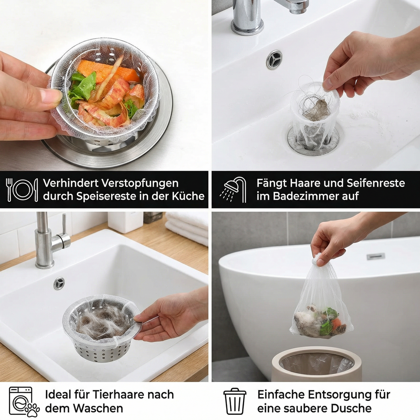 Abflusssieb Einweg 2er Set – Spüle & Waschbecken Schutz - Detailansicht 4 | BEST-AMBIENCE