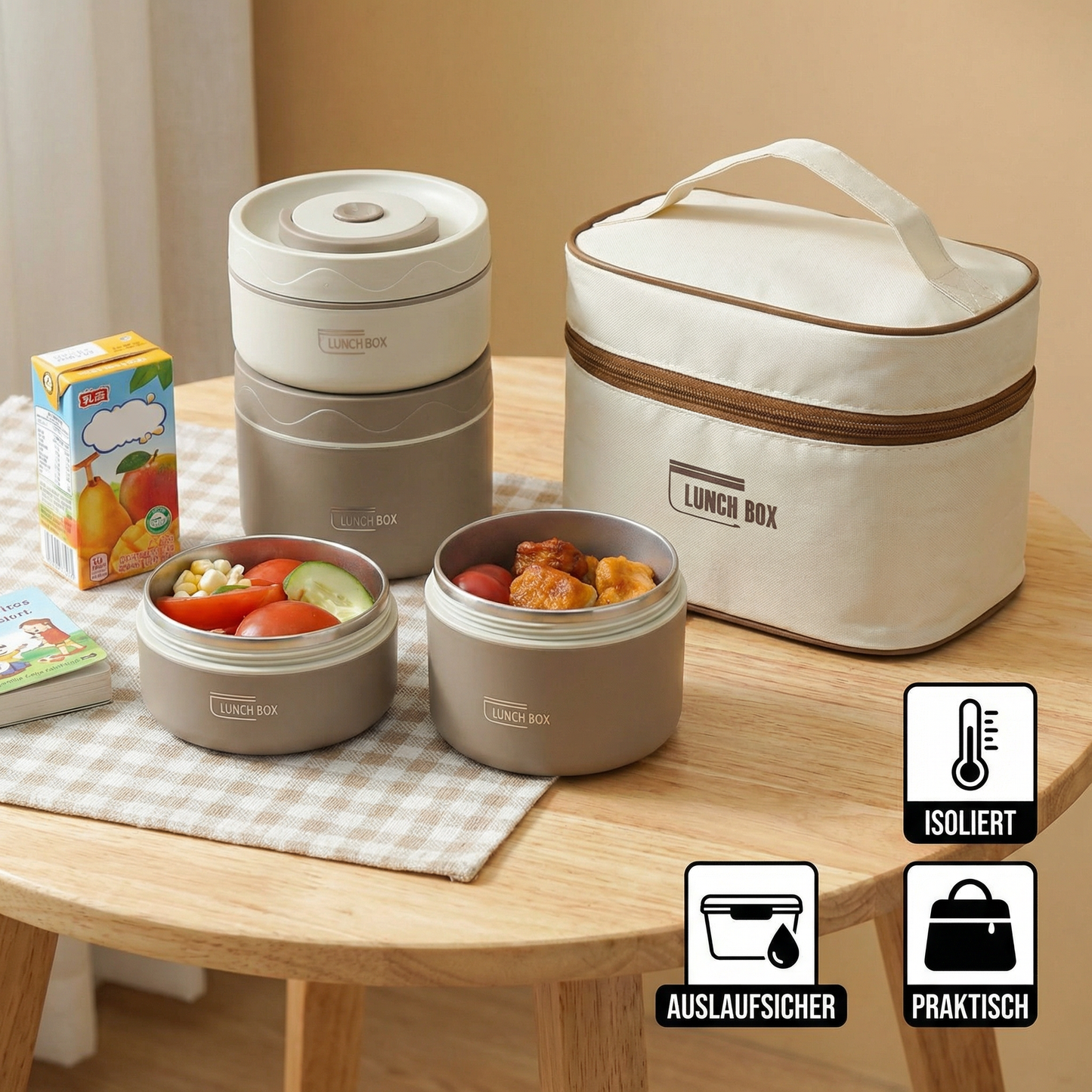 Isolierte Lunchbox Set 3-teilig – auslaufsicher & mobil - Detailansicht 5 | BEST-AMBIENCE