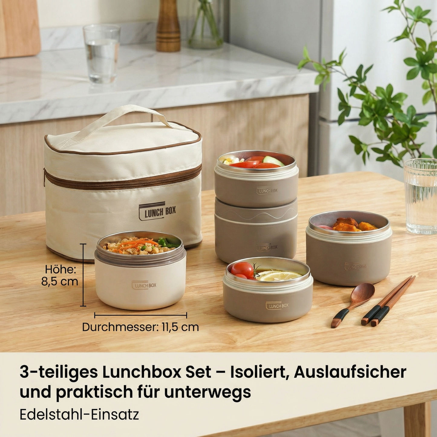 Isolierte Lunchbox Set 3-teilig – auslaufsicher & mobil - Detailansicht 6 | BEST-AMBIENCE