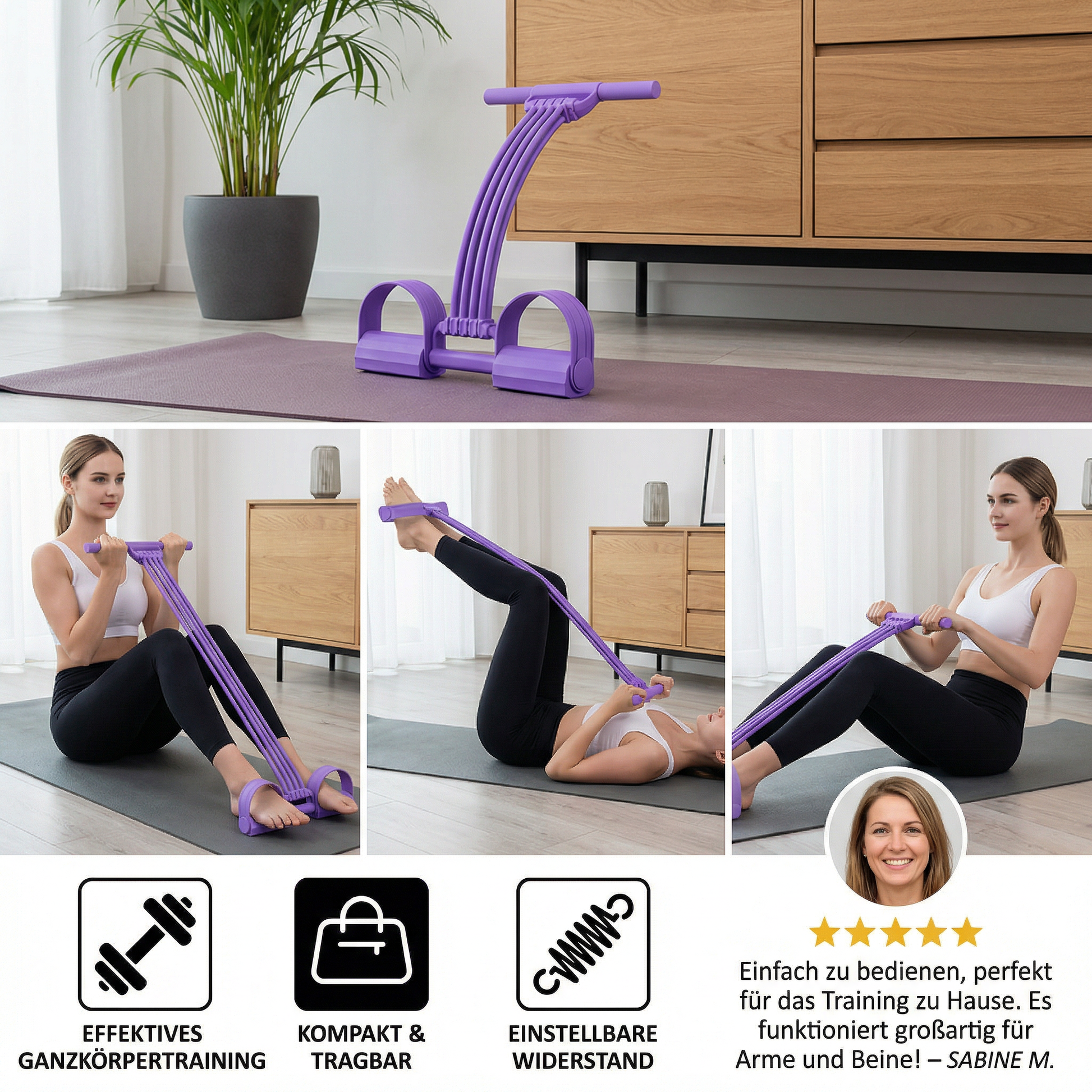 Fitnessbänder Set mit Fußschlaufen – Ganzkörpertraining - Detailansicht 3 | BEST-AMBIENCE