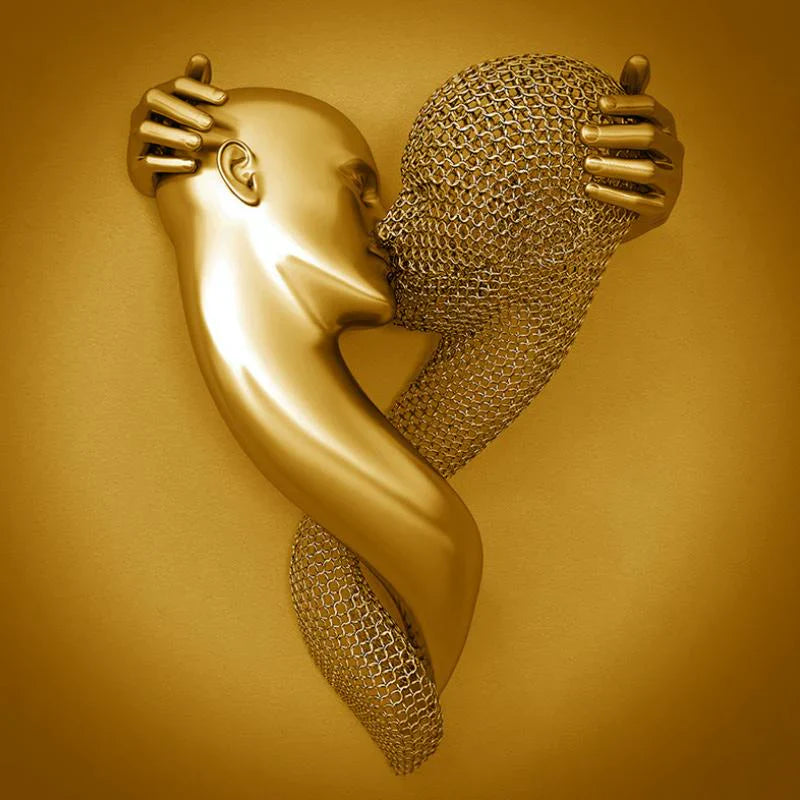 Romantisches Canvas-Bild mit Metallfigur – Moderne Deko in Silbergrau (Ohne Rahmen) | BEST-AMBIENCE